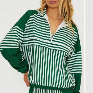 Beach Riot | Anthropologie Vespera Stripe Quarter Zip Pullover Jacket Activewear
